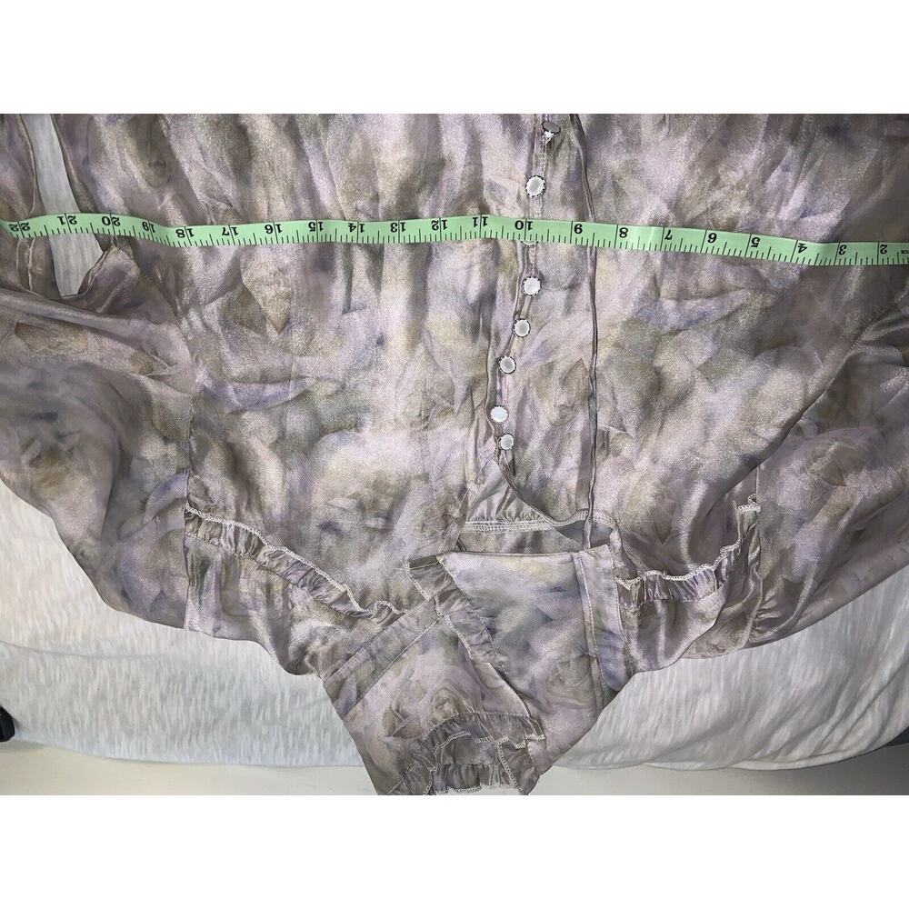 POL Floral Sheer Long Sleeve Ruffle Top Size Small - Picture 7 of 7